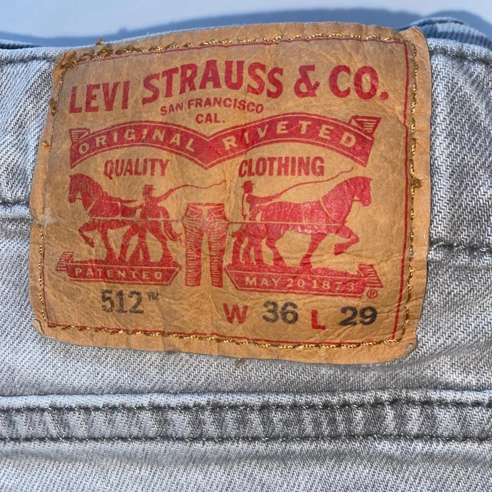 Levis 512 Slim Taper Jeans Mens 36x29 Light Grey WaterLess Denim Pants
